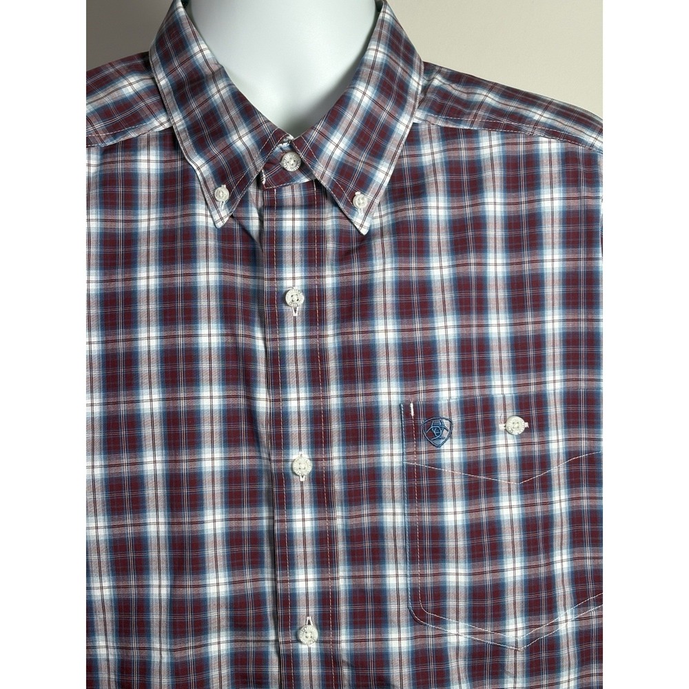 Ariat Mens XL Relentless Button Up Flip Cuff Long Sleeve Shirt Red Plaid